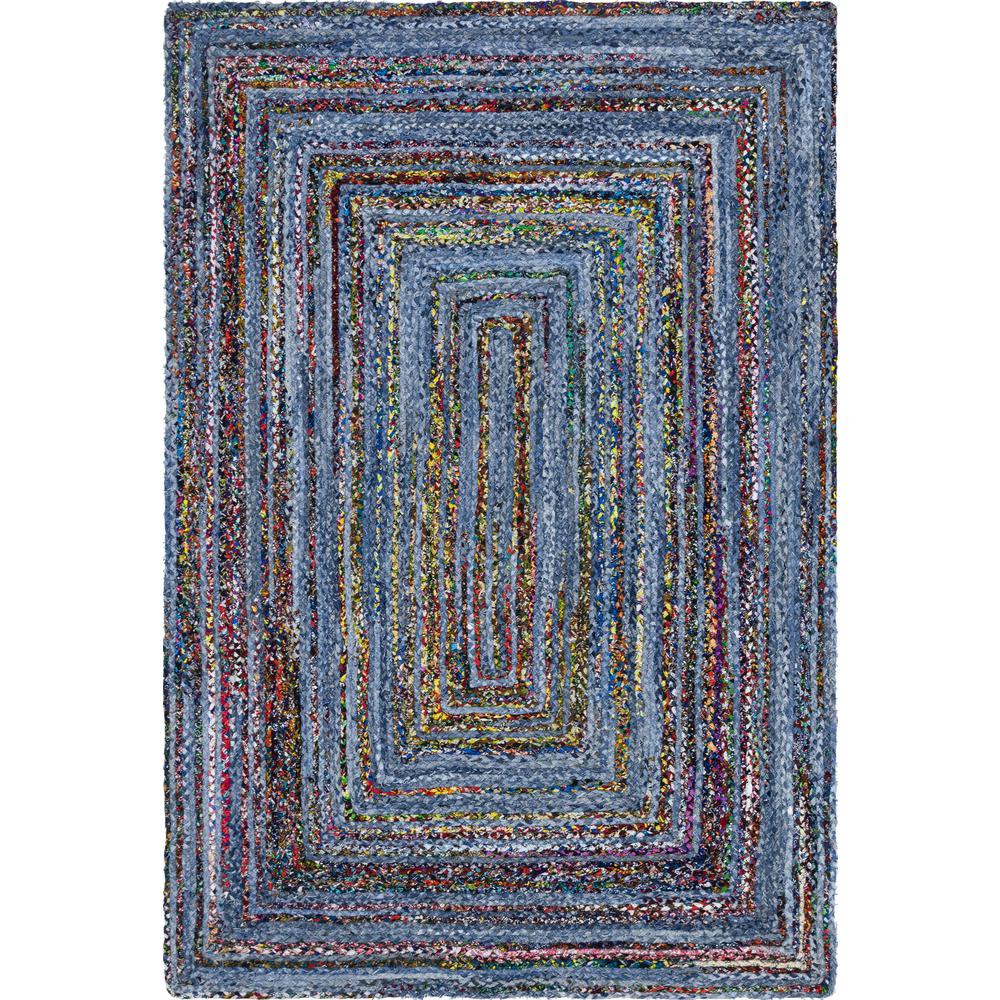 Braided Chindi Rug, Blue/Multi (6' 0 x 9' 0). Picture 2