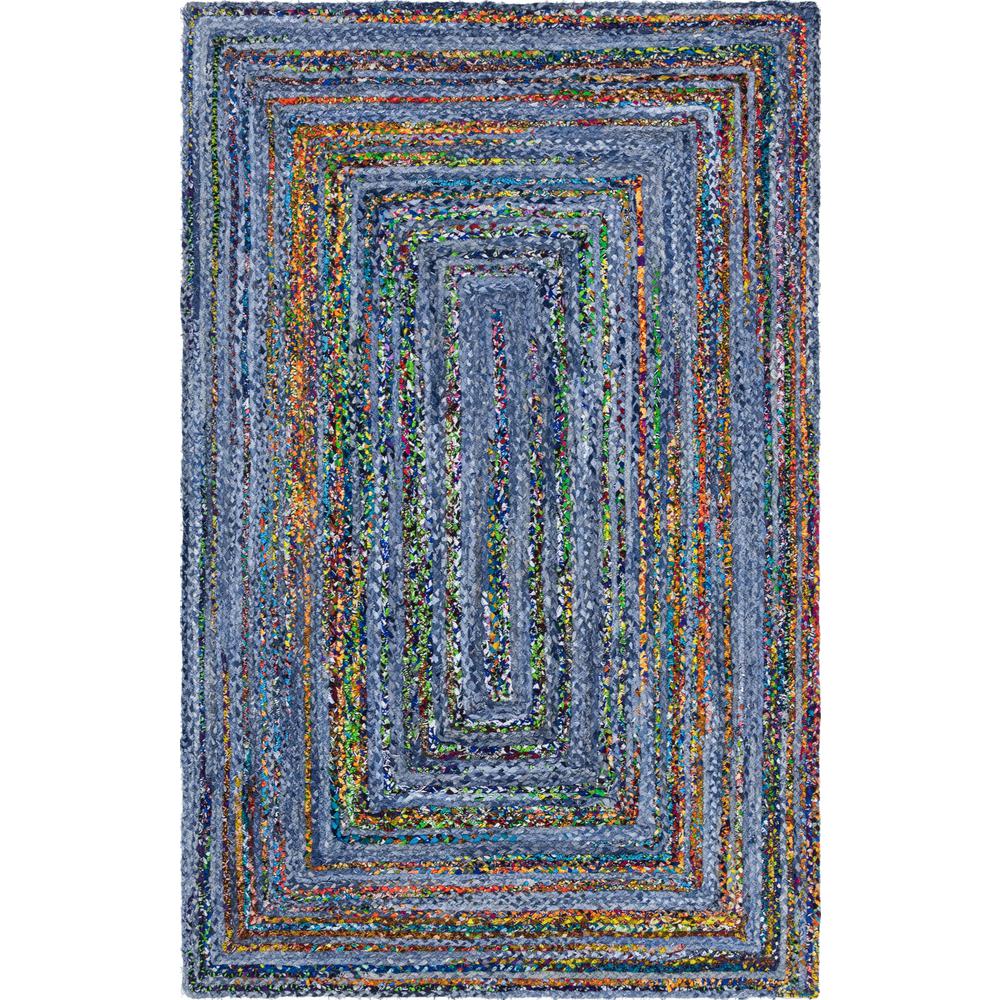 Braided Chindi Rug, Blue/Multi (5' 0 x 8' 0). Picture 2