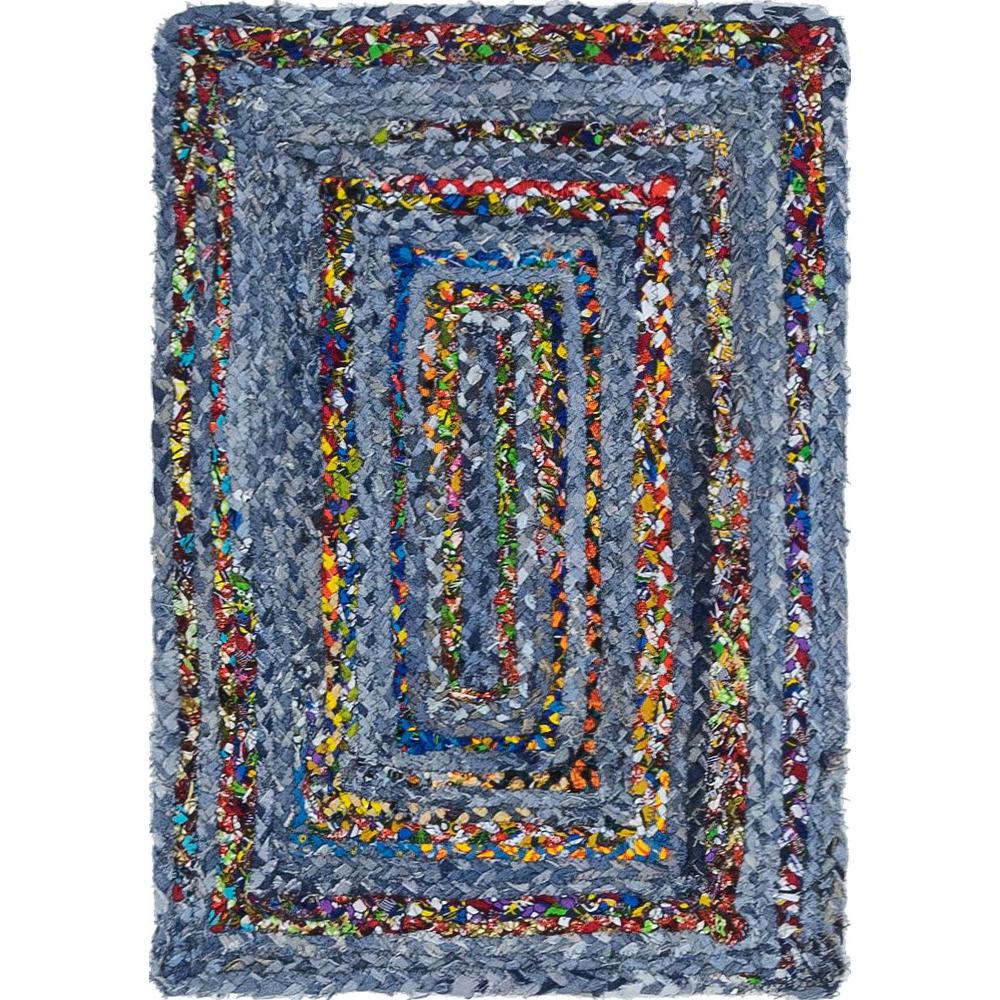 Braided Chindi Rug, Blue/Multi (2' 0 x 3' 0). Picture 2