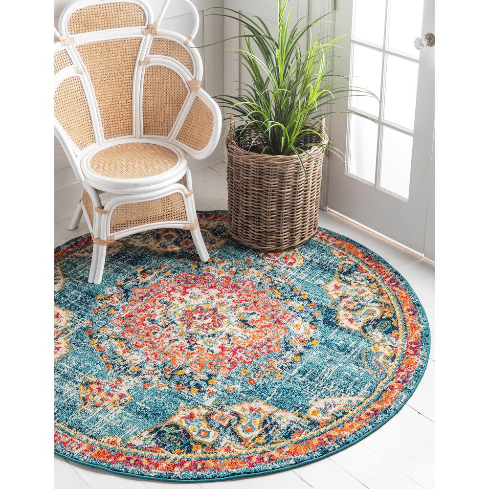Alexis Penrose Rug, Turquoise (3' 3 x 3' 3). Picture 2