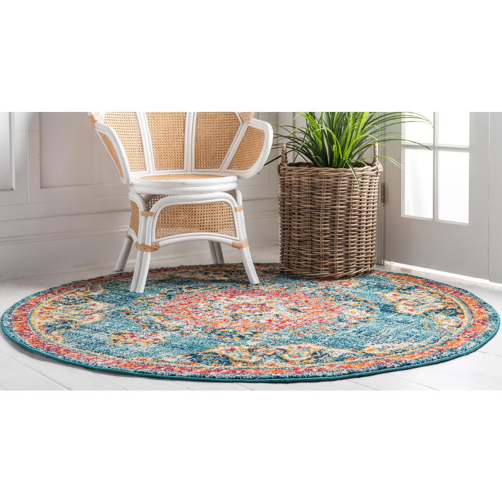 Alexis Penrose Rug, Turquoise (3' 3 x 3' 3). Picture 3