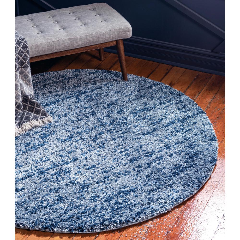 Misty Hygge Shag Rug, Blue (3' 3 x 3' 3). Picture 2