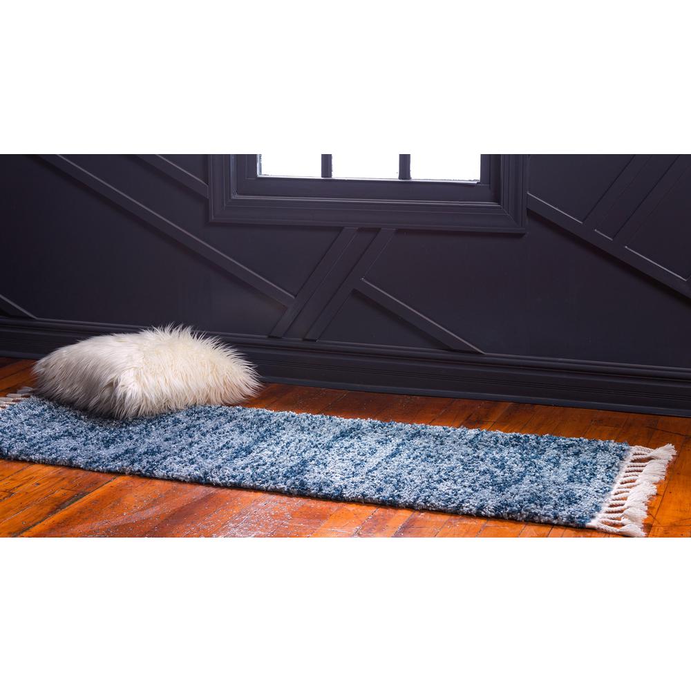 Misty Hygge Shag Rug, Blue (2' 2 x 6' 0). Picture 3