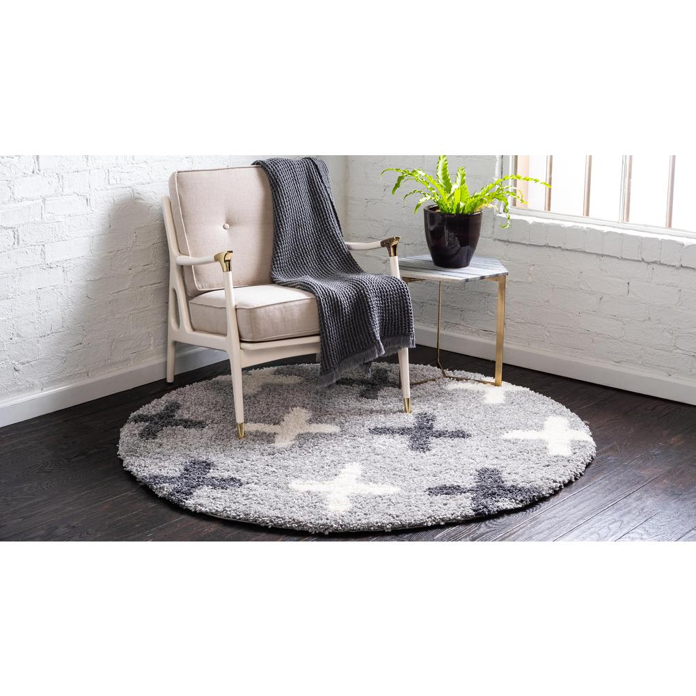 Positive Hygge Shag Rug, Light Gray (3' 3 x 3' 3). Picture 4