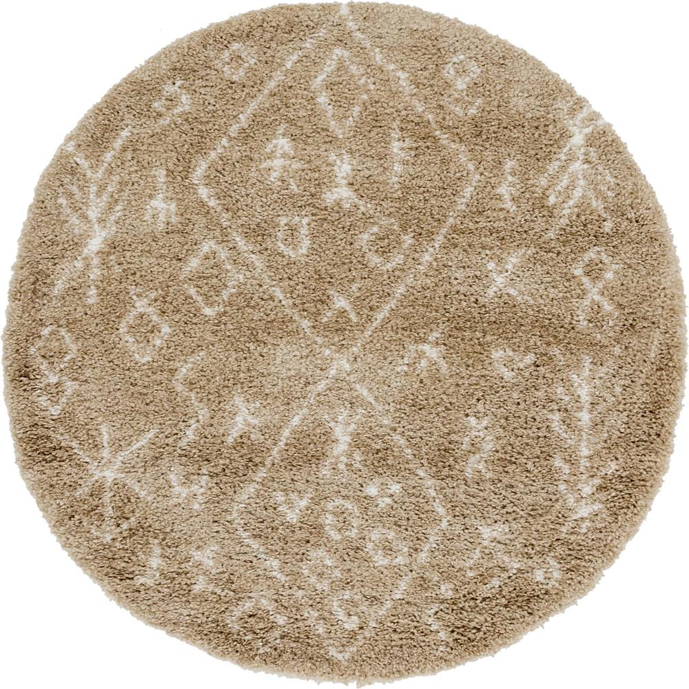 Tribal Rabat Shag Rug, Taupe (5' 0 x 5' 0). Picture 2