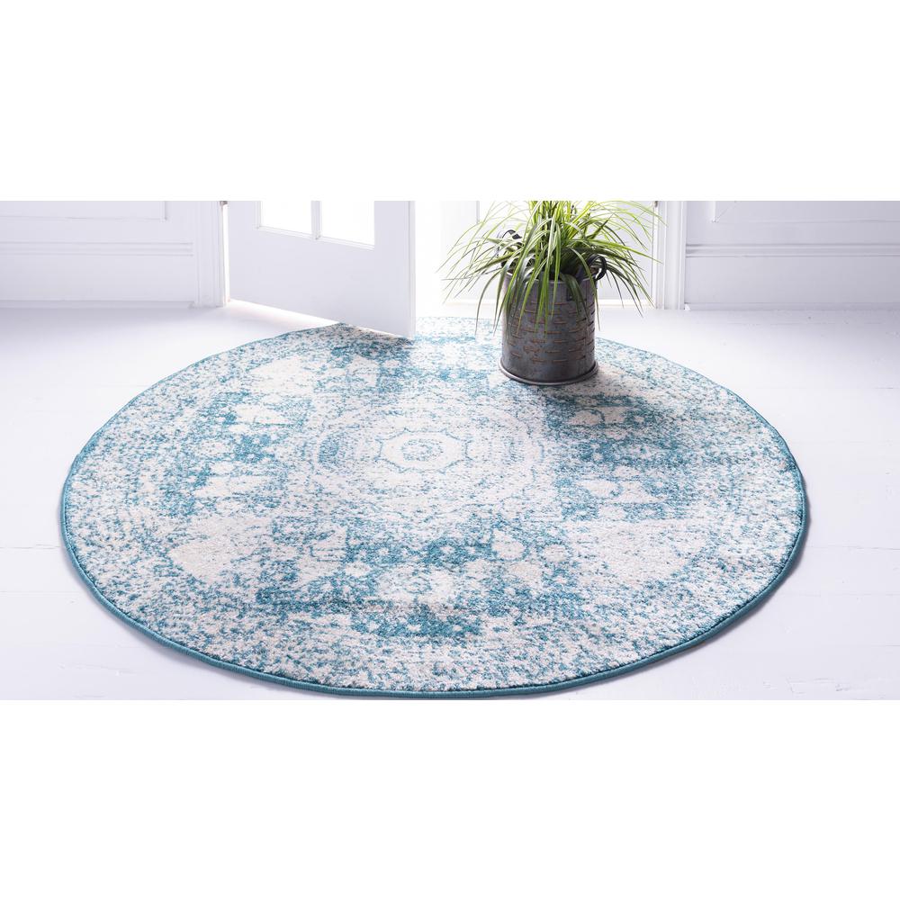 Wells Bromley Rug, Turquoise (5' 0 x 5' 0). Picture 3
