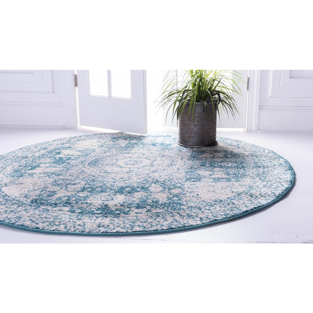 Wells Bromley Rug, Turquoise (5' 0 x 5' 0). Picture 4