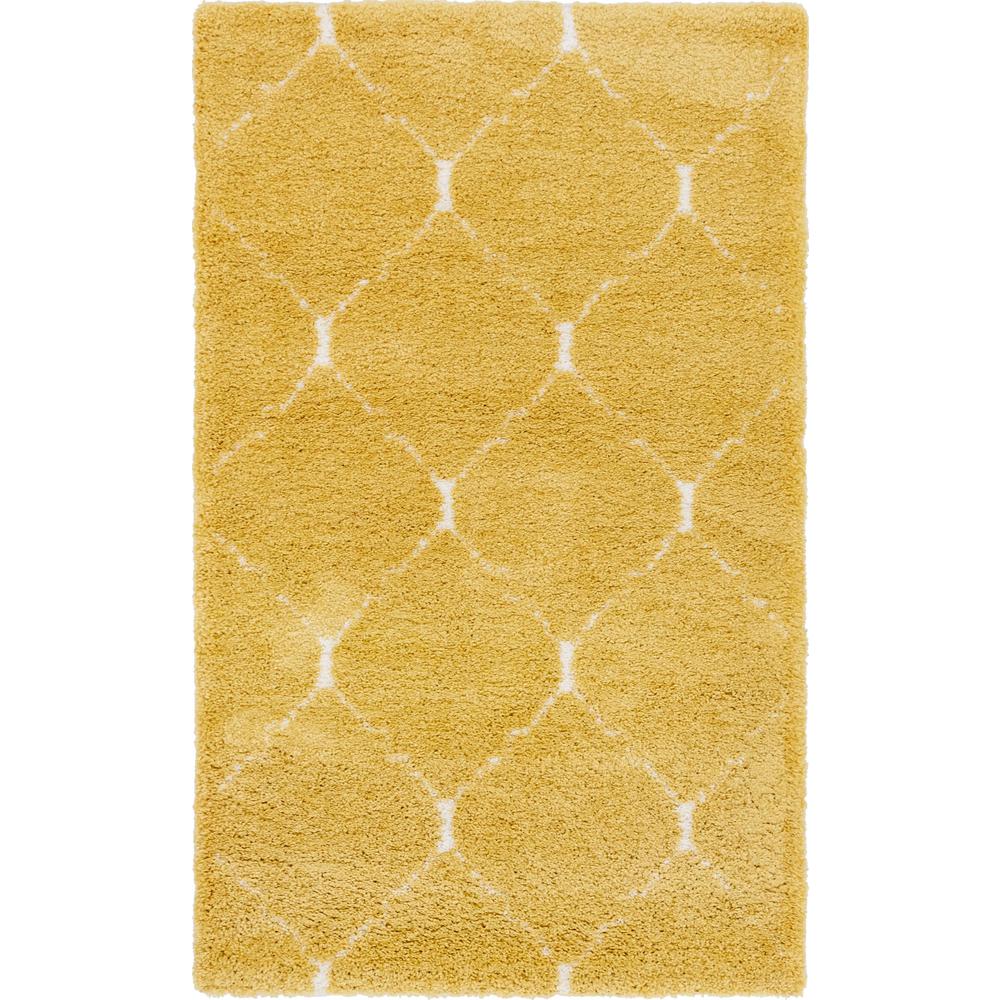 Fractured Rabat Shag Rug, Yellow (5' 0 x 8' 0). Picture 2