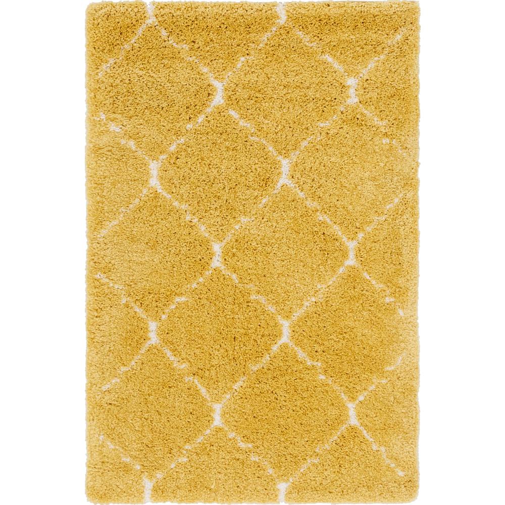 Fractured Rabat Shag Rug, Yellow (4' 0 x 6' 0). Picture 2