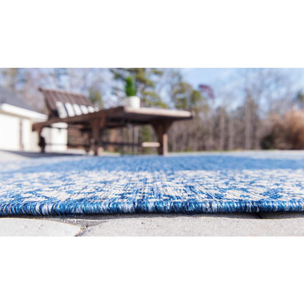 Outdoor Floral Border Rug, Blue (8' 0 x 10' 0). Picture 5