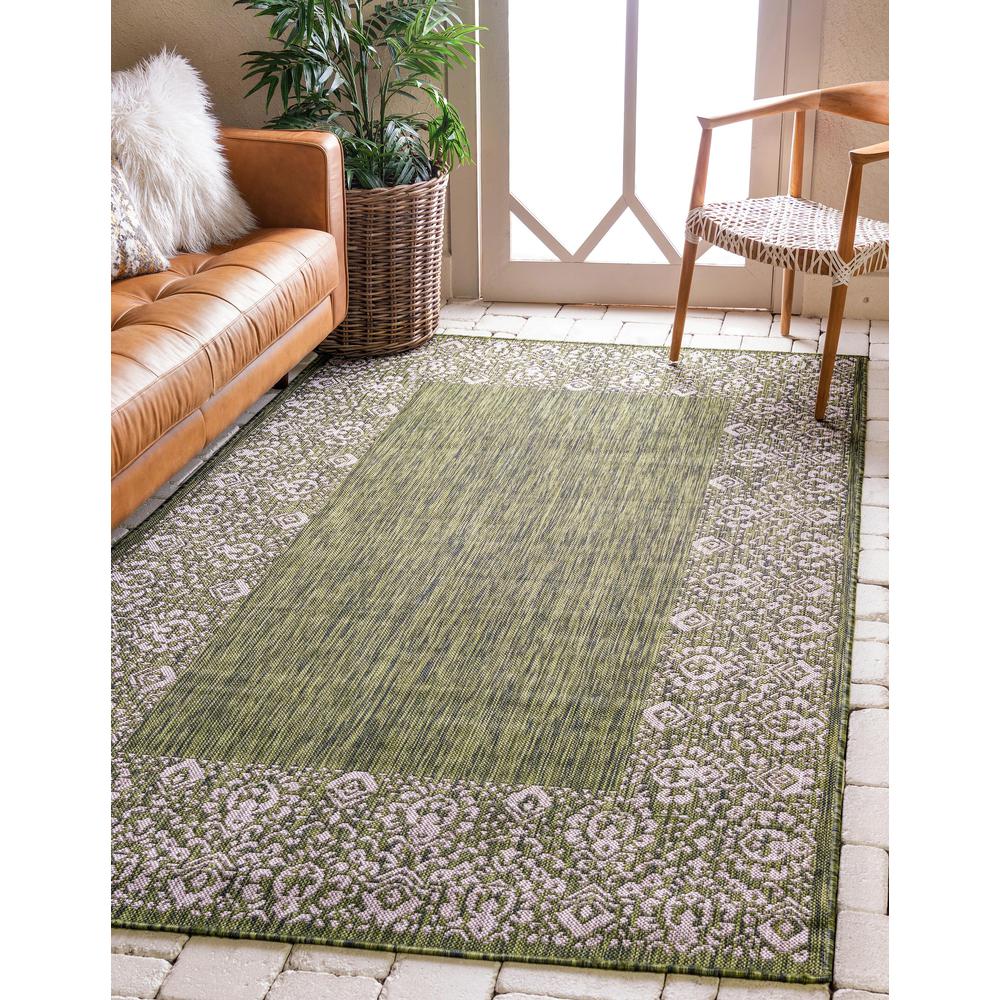 Outdoor Floral Border Rug, Green (6' 0 x 9' 0). Picture 2