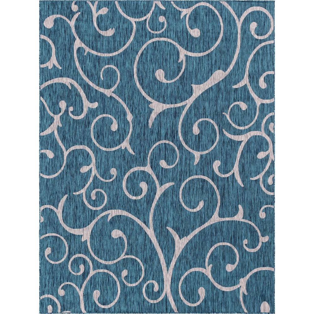 Outdoor Curl Rug, Teal (9' 0 x 12' 0). Picture 2