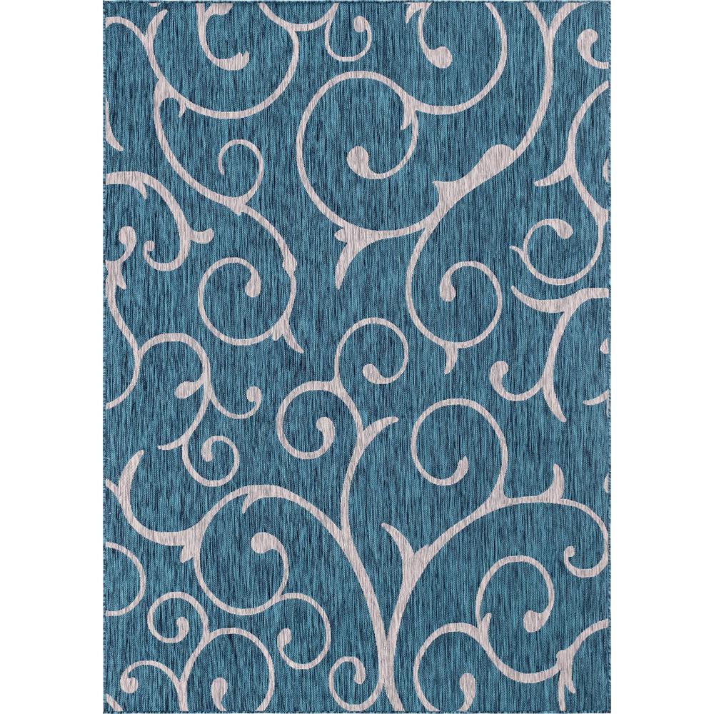 Outdoor Curl Rug, Teal (8' 0 x 11' 4). Picture 2