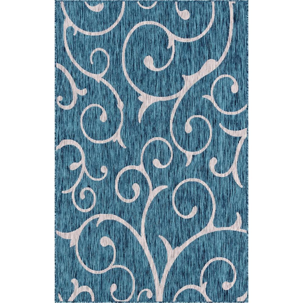 Outdoor Curl Rug, Teal (5' 0 x 8' 0). Picture 2