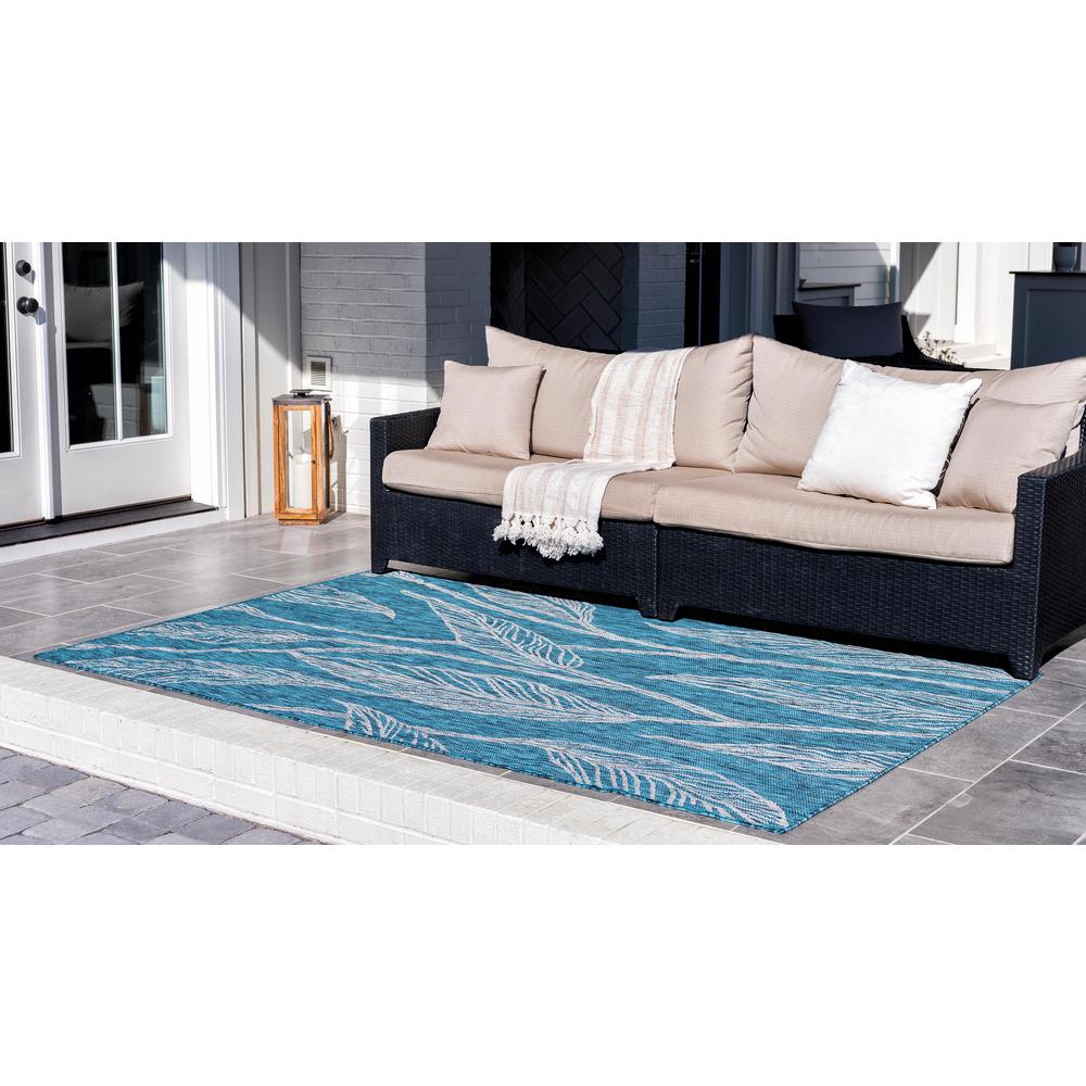 Outdoor Leaf Rug, Teal (8' 0 x 11' 4). Picture 3