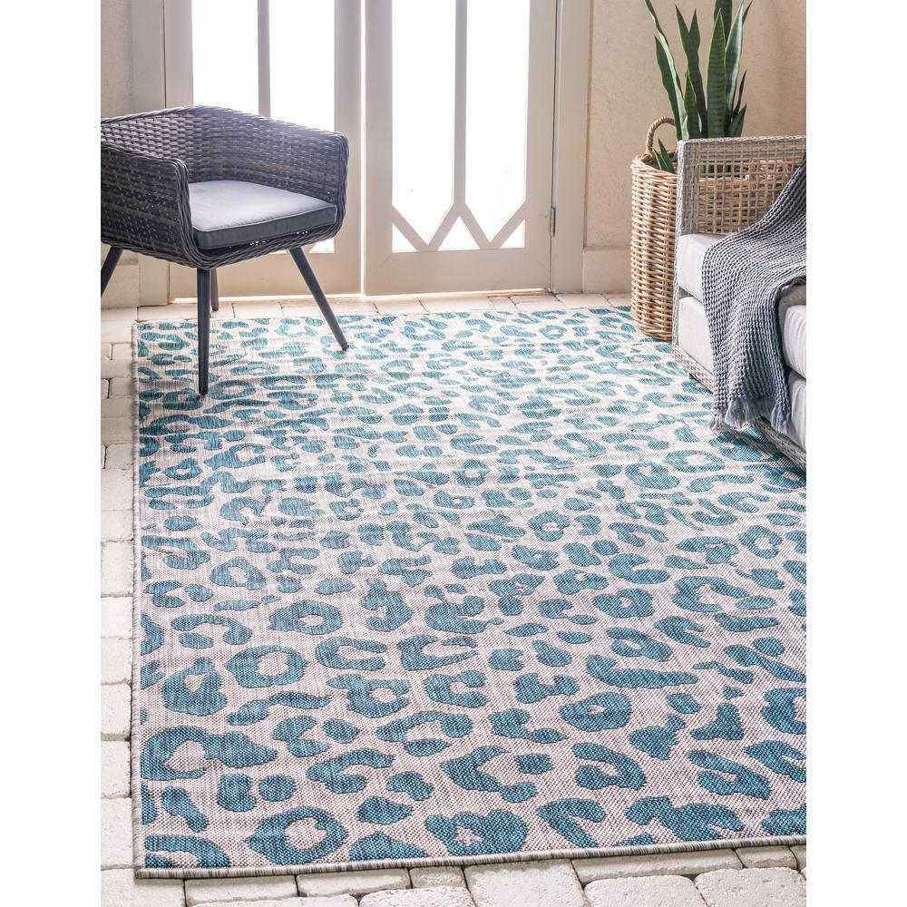 Outdoor Leopard Rug, Teal (6' 0 x 9' 0). Picture 2