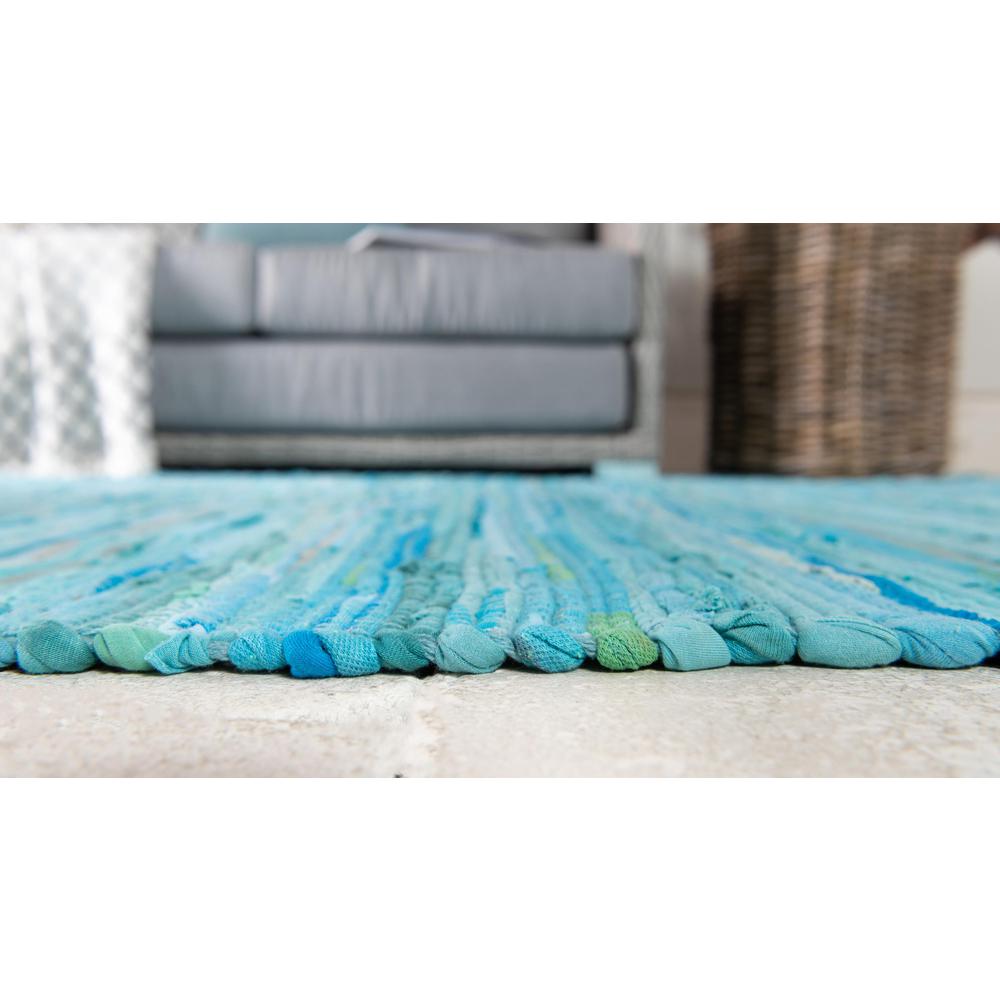 Striped Chindi Cotton Rug, Turquoise (8' 0 x 10' 0). Picture 5