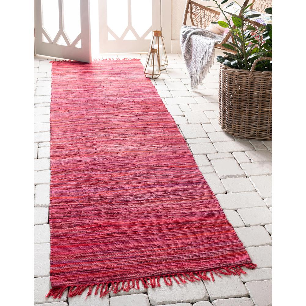 Striped Chindi Cotton Rug, Red (2' 2 x 6' 7). Picture 3