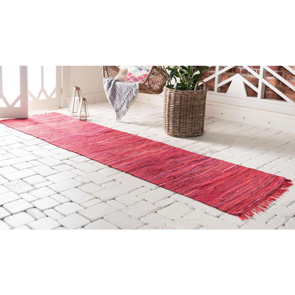Striped Chindi Cotton Rug, Red (2' 2 x 6' 7). Picture 4