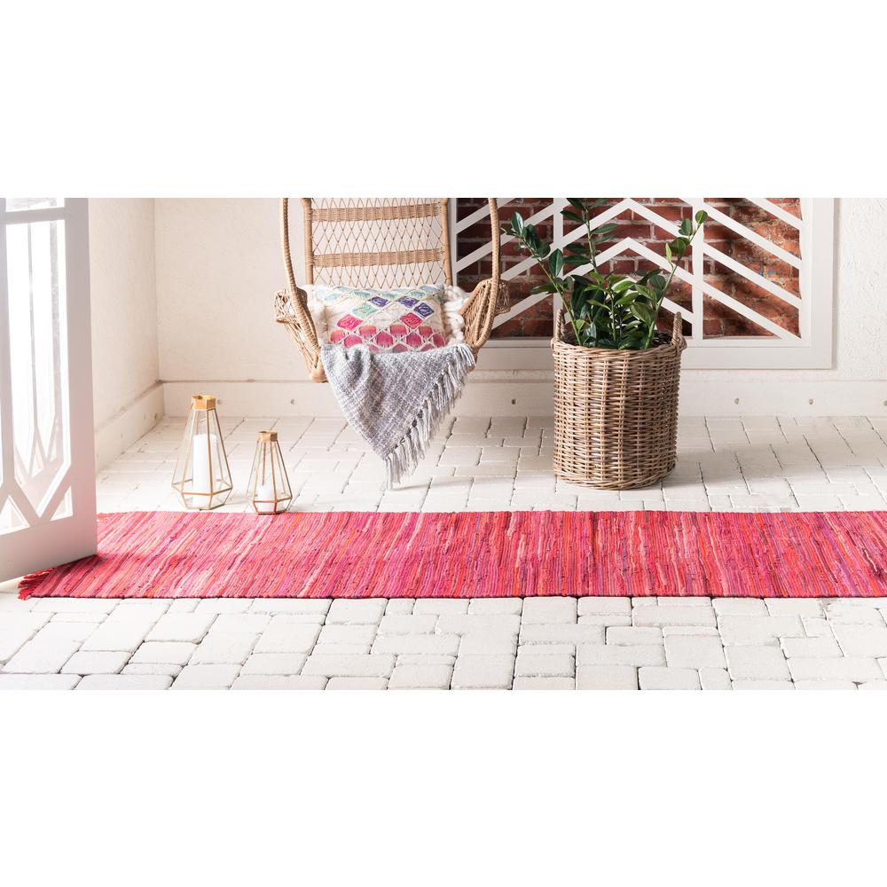 Striped Chindi Cotton Rug, Red (2' 2 x 6' 7). Picture 5