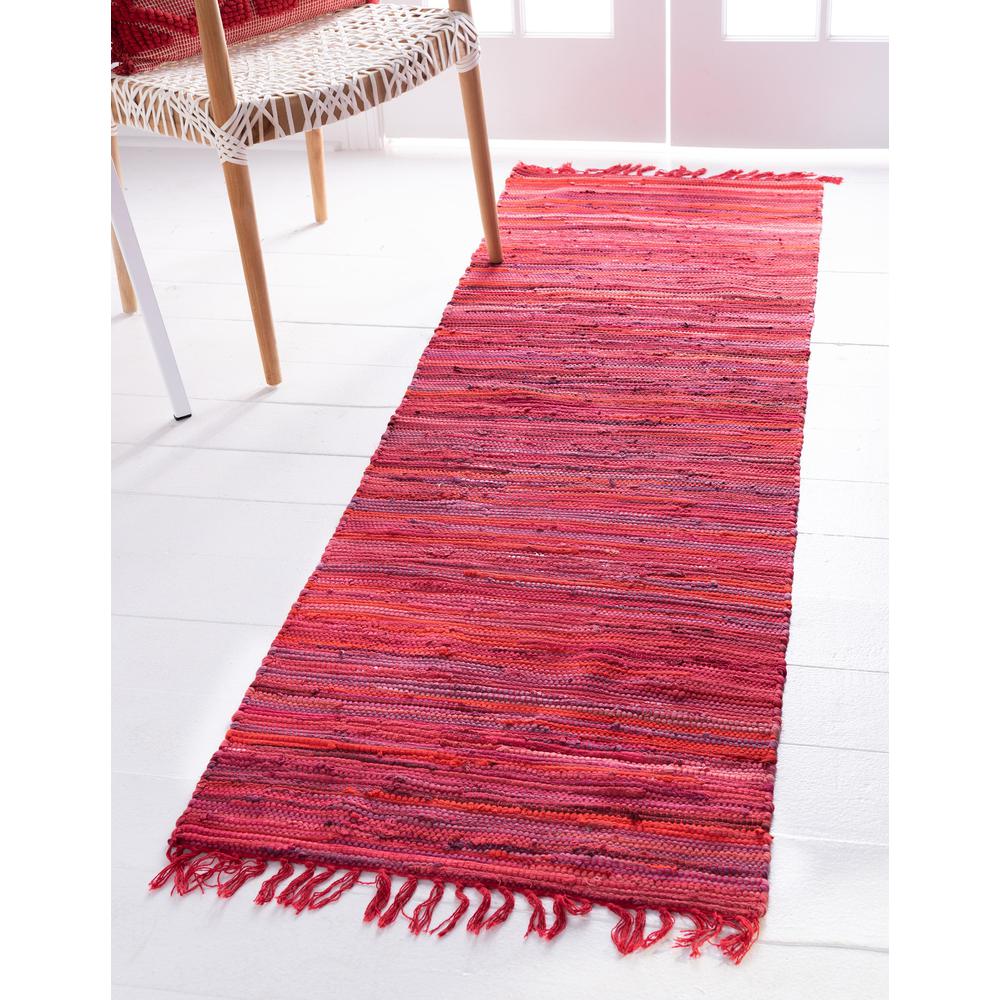 Striped Chindi Cotton Rug, Red (2' 2 x 6' 7). Picture 2