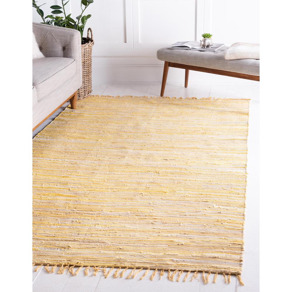 Striped Chindi Cotton Rug, Yellow (8' 0 x 10' 0). Picture 2