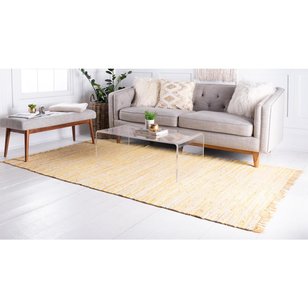 Striped Chindi Cotton Rug, Yellow (8' 0 x 10' 0). Picture 3