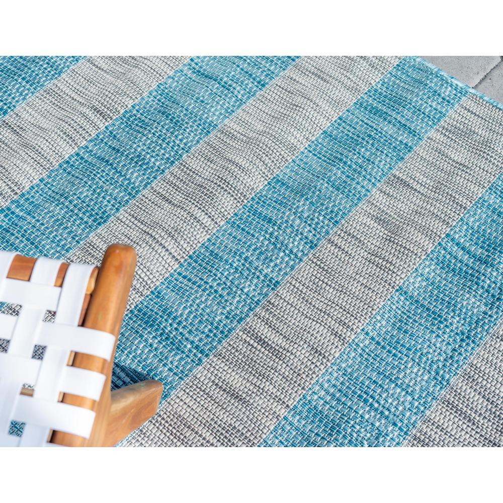 Outdoor Distressed Stripe Rug, Aqua Blue (8' 0 x 11' 4). Picture 6