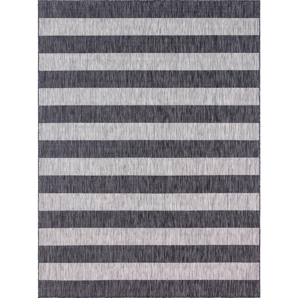 Outdoor Distressed Stripe Rug, Gray (9' 0 x 12' 0). Picture 2
