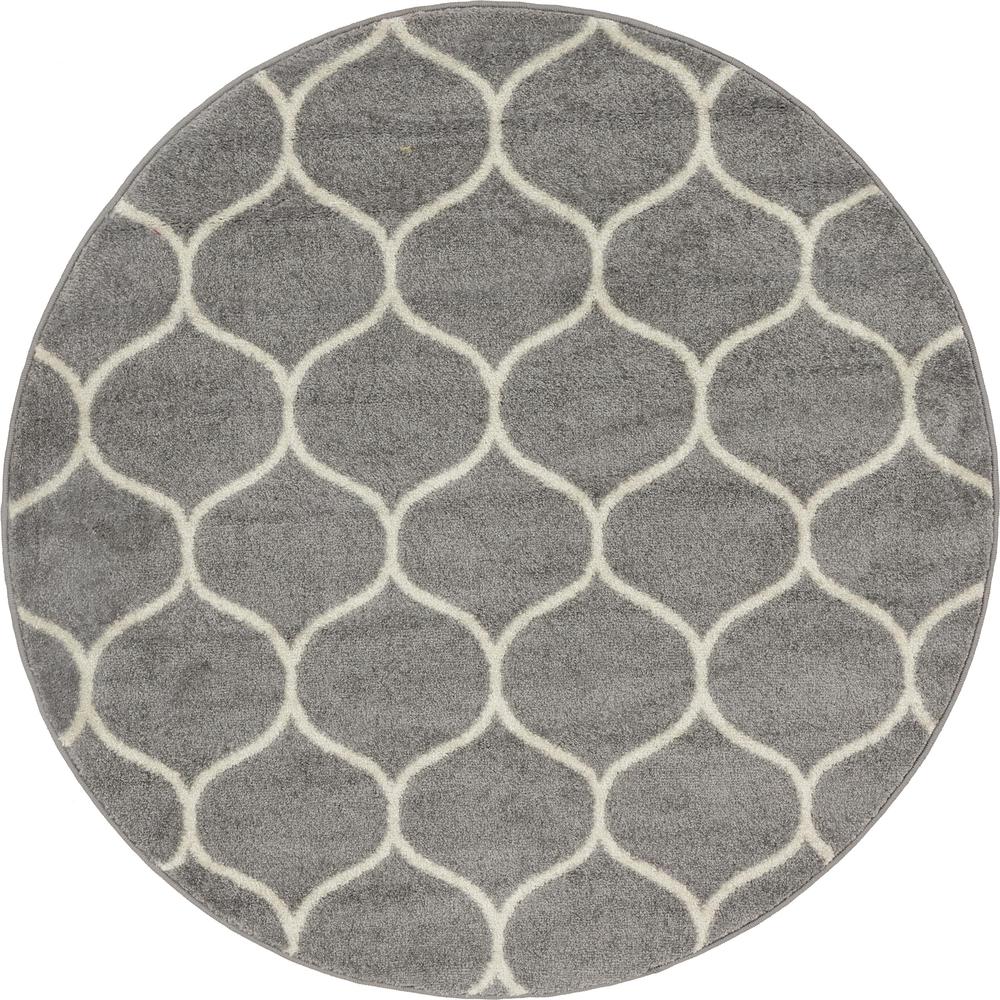 Rounded Trellis Frieze Rug, Light Gray (4' 0 x 4' 0). Picture 2