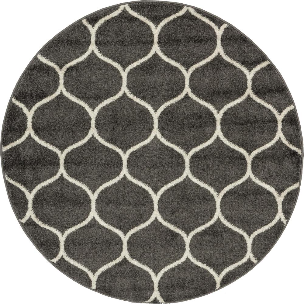 Rounded Trellis Frieze Rug, Dark Gray (4' 0 x 4' 0). Picture 2
