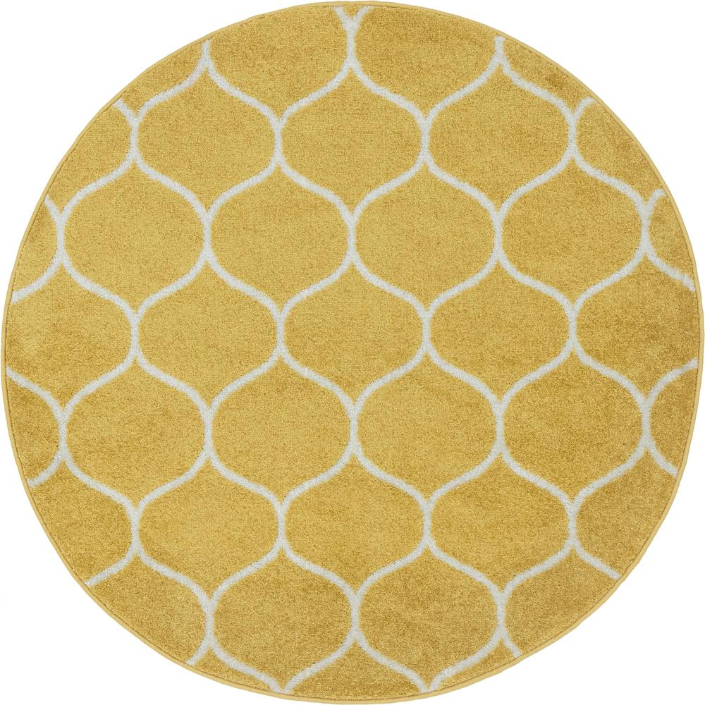 Rounded Trellis Frieze Rug, Yellow (4' 0 x 4' 0). Picture 2