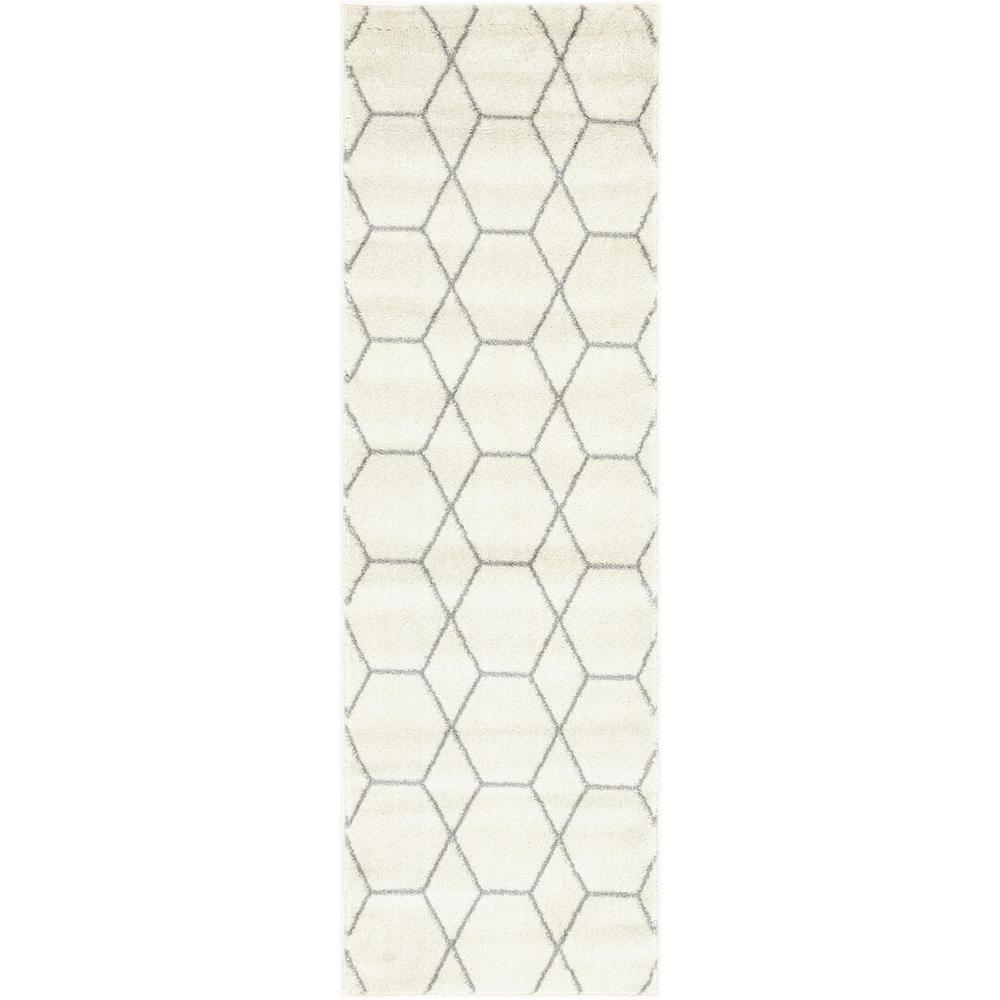 Geometric Trellis Frieze Rug, Ivory (2' 0 x 6' 0). Picture 2