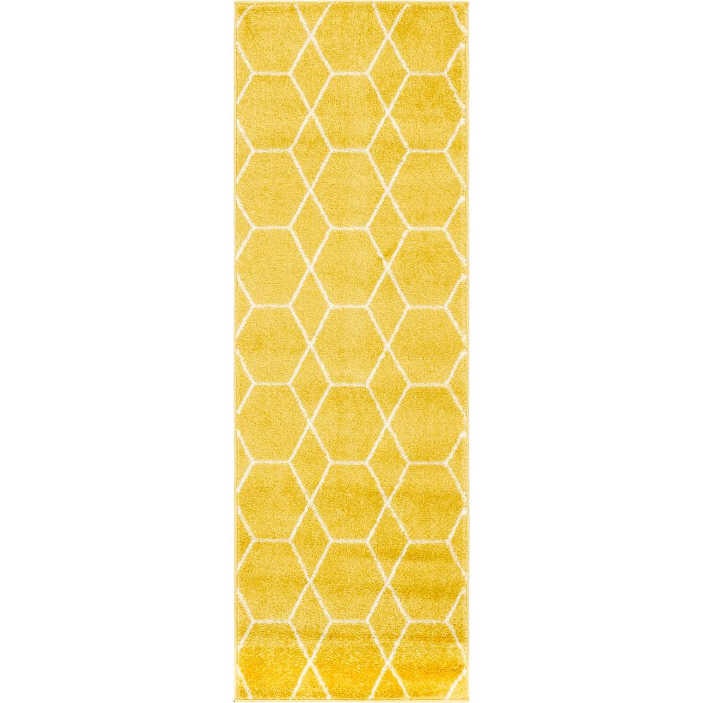 Geometric Trellis Frieze Rug, Yellow (2' 0 x 6' 0). Picture 2