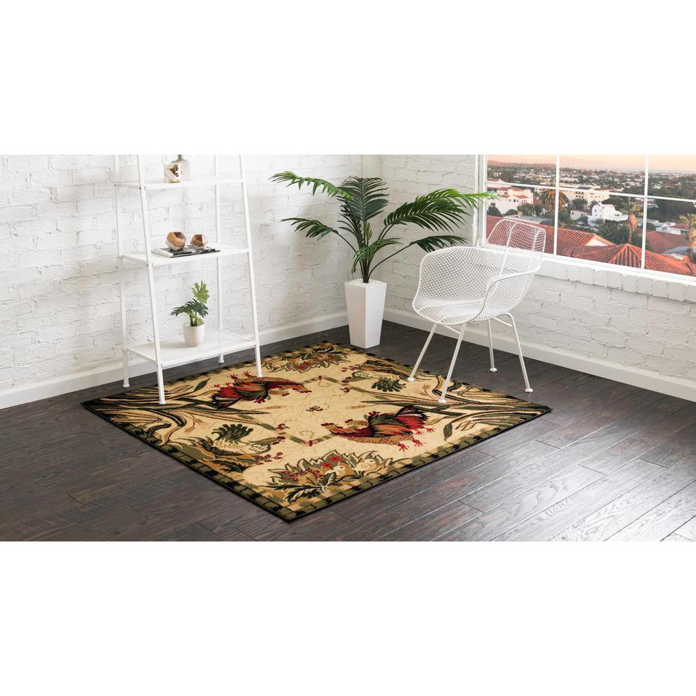 Unique Loom 5 Ft Square Rug in Ivory (3153907). Picture 3