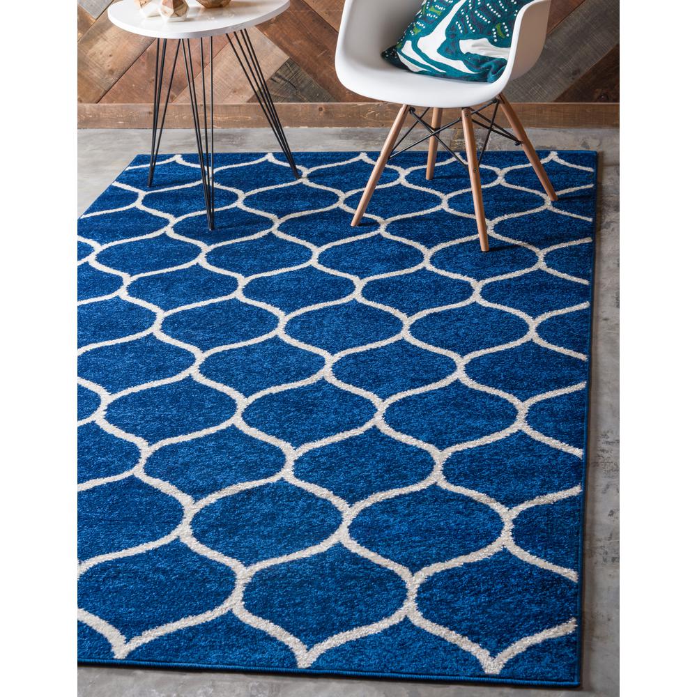 Rounded Trellis Frieze Rug, Navy Blue (3' 3 x 5' 3). Picture 2