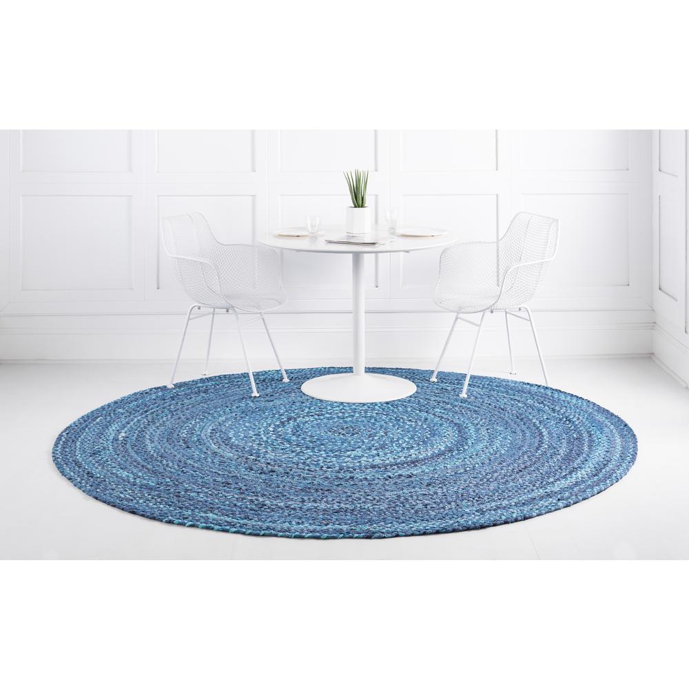 Braided Chindi Rug, Blue (8' 0 x 8' 0). Picture 4