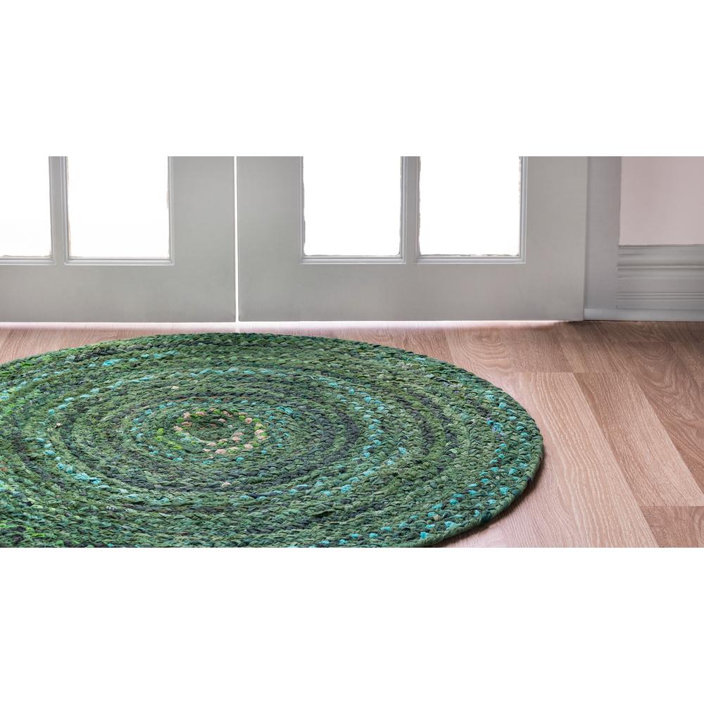 Braided Chindi Rug, Green (8' 0 x 8' 0). Picture 3