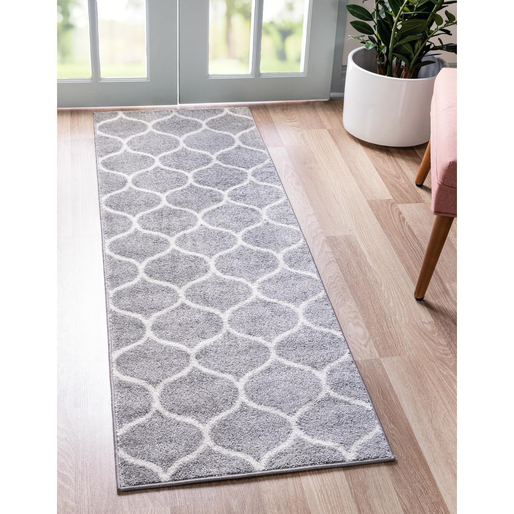 Rounded Trellis Frieze Rug, Light Gray (2' 0 x 13' 0). Picture 2