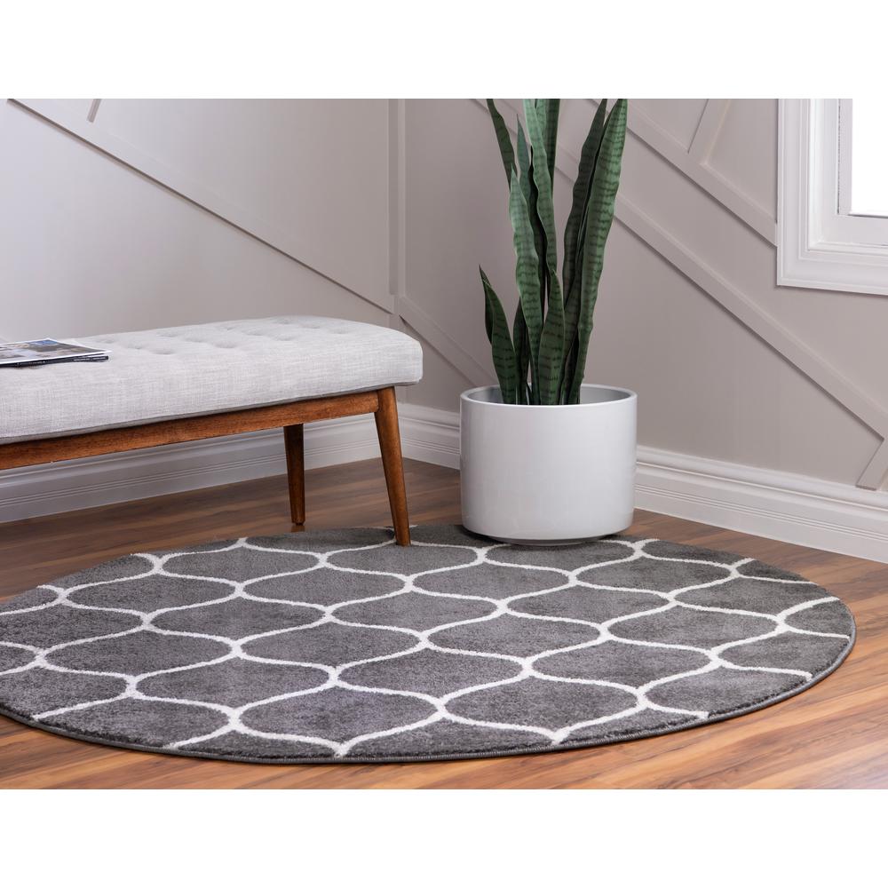 Rounded Trellis Frieze Rug, Dark Gray (8' 0 x 8' 0). Picture 3