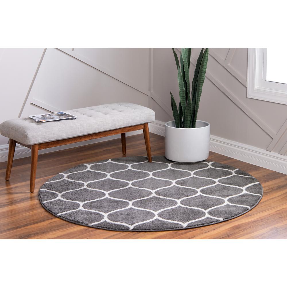 Rounded Trellis Frieze Rug, Dark Gray (8' 0 x 8' 0). Picture 4