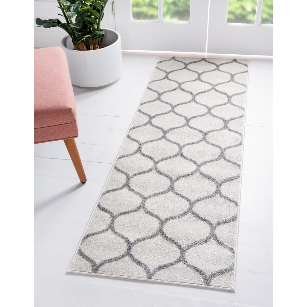 Rounded Trellis Frieze Rug, Ivory (2' 0 x 13' 0). Picture 2