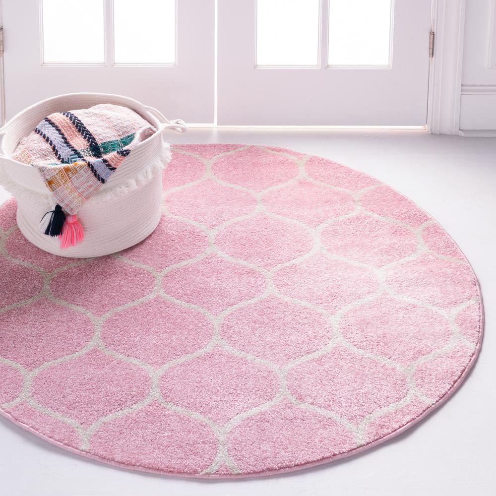 Rounded Trellis Frieze Rug, Pink (8' 0 x 8' 0). Picture 2
