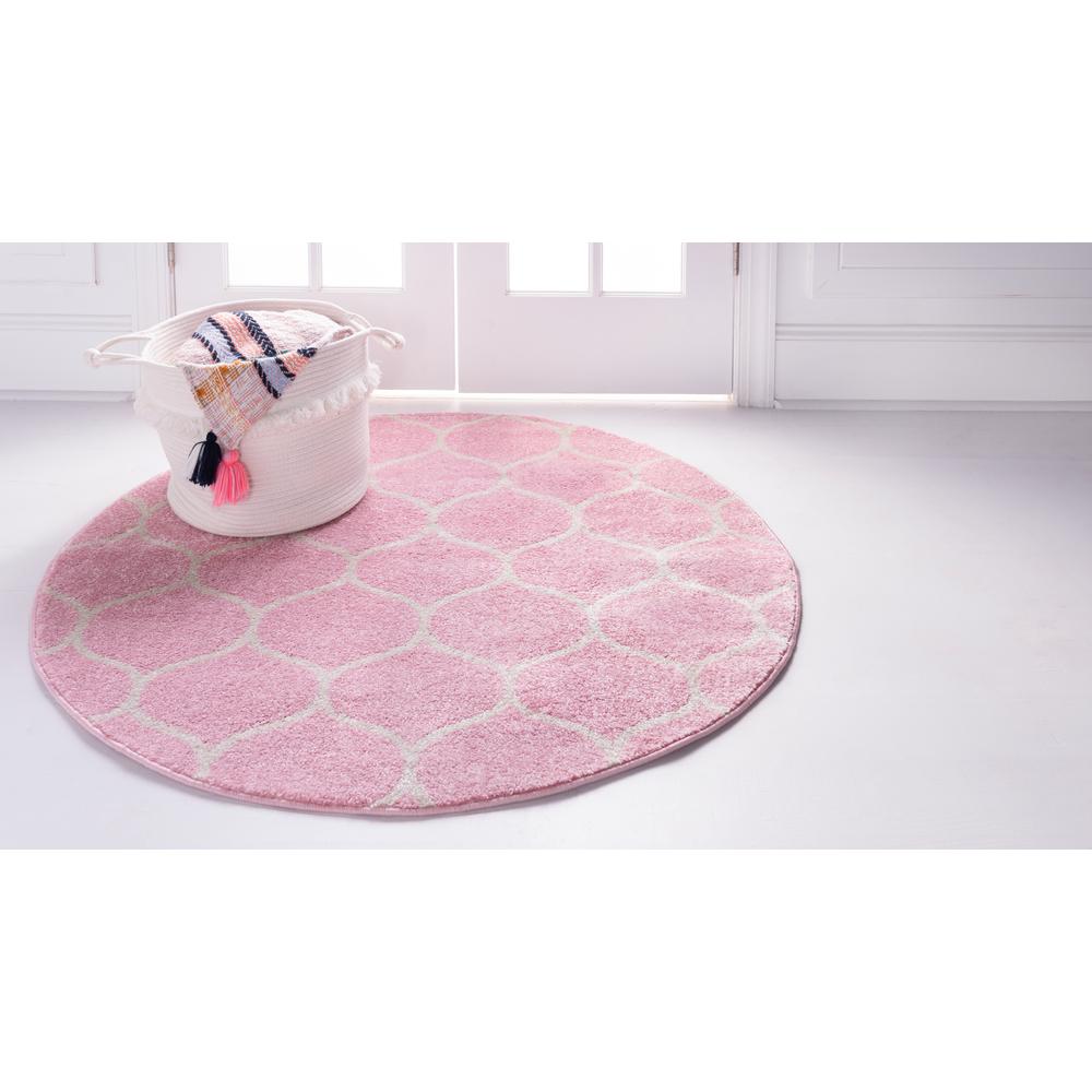 Rounded Trellis Frieze Rug, Pink (8' 0 x 8' 0). Picture 3