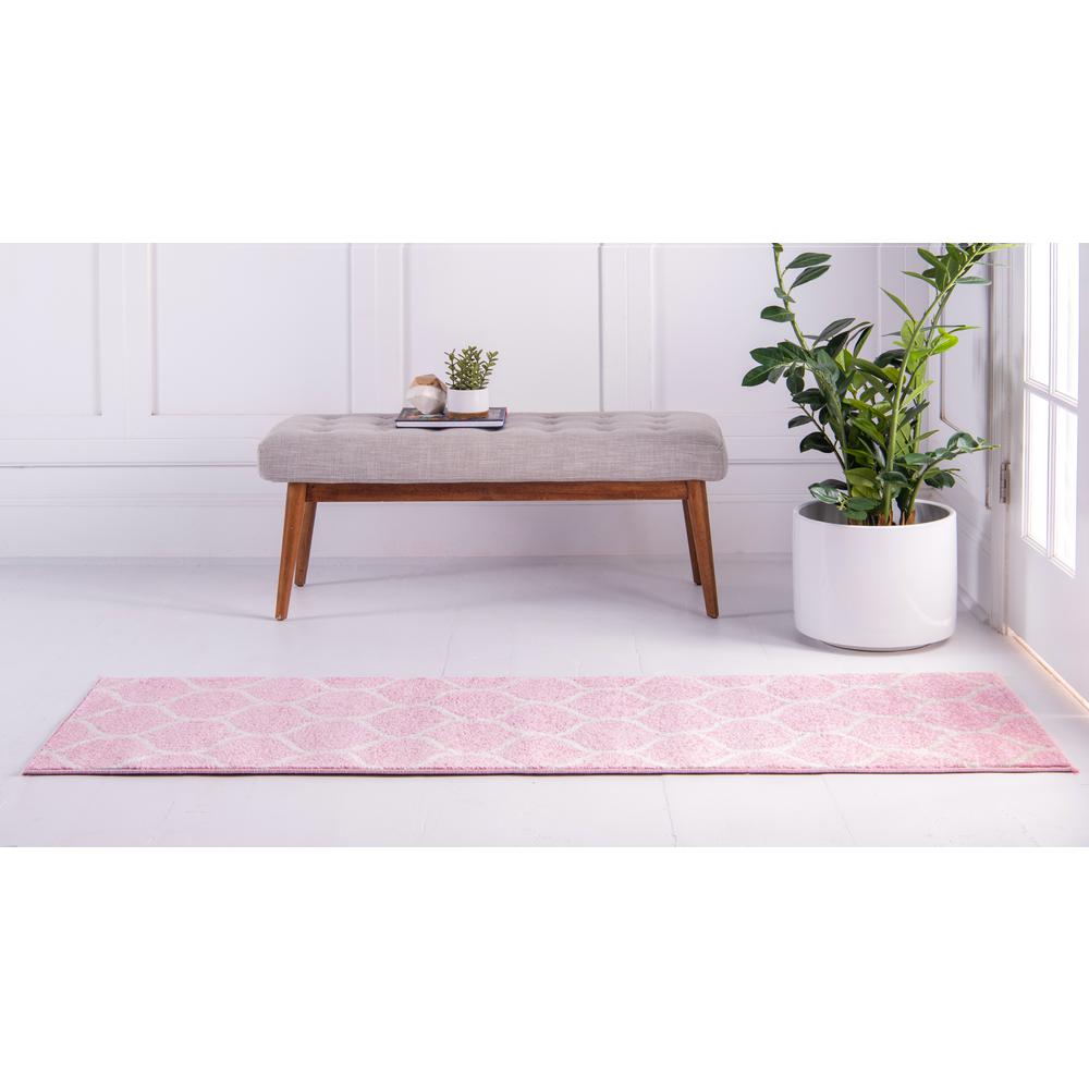 Rounded Trellis Frieze Rug, Pink (2' 0 x 13' 0). Picture 3