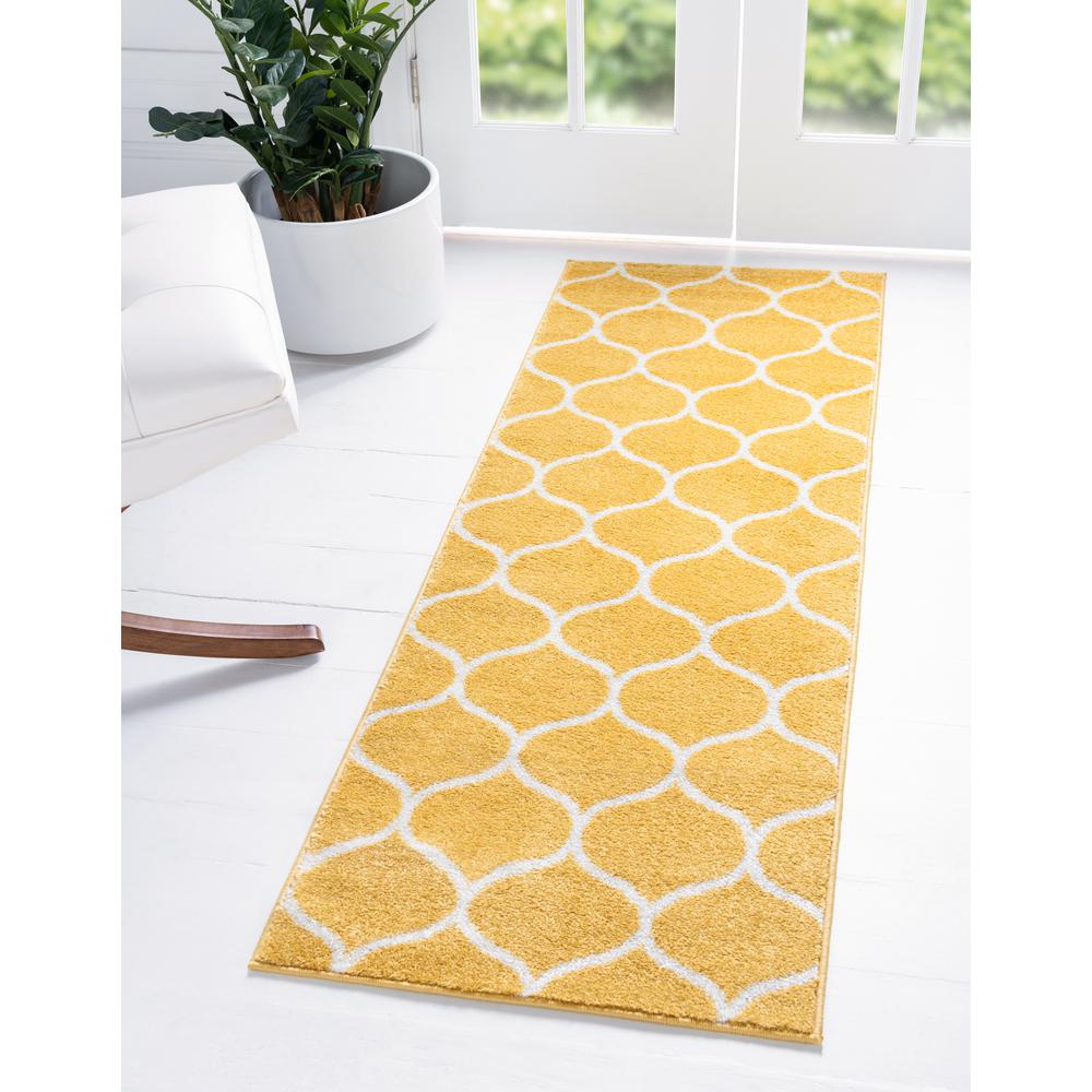Rounded Trellis Frieze Rug, Yellow (2' 0 x 13' 0). Picture 2