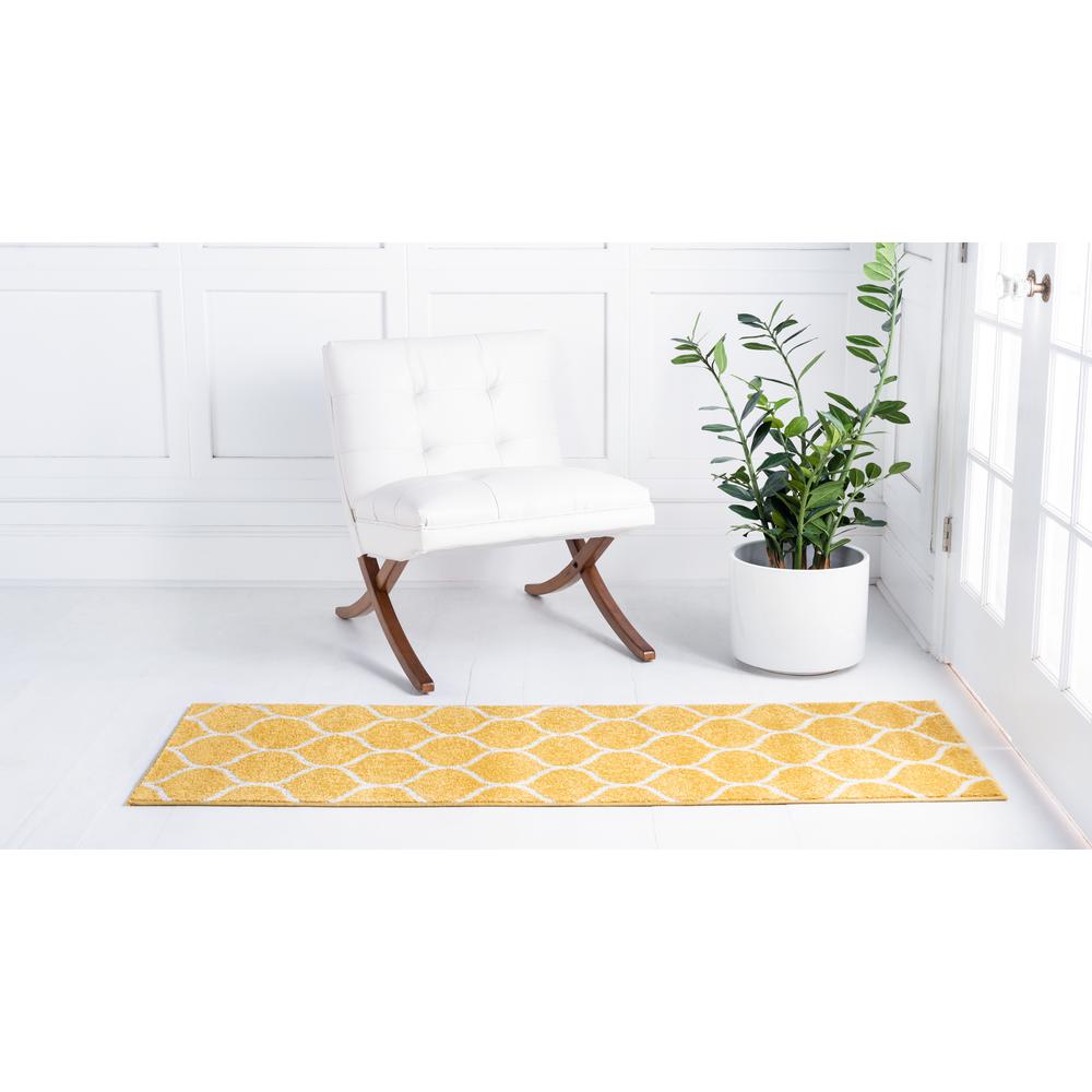 Rounded Trellis Frieze Rug, Yellow (2' 0 x 13' 0). Picture 4