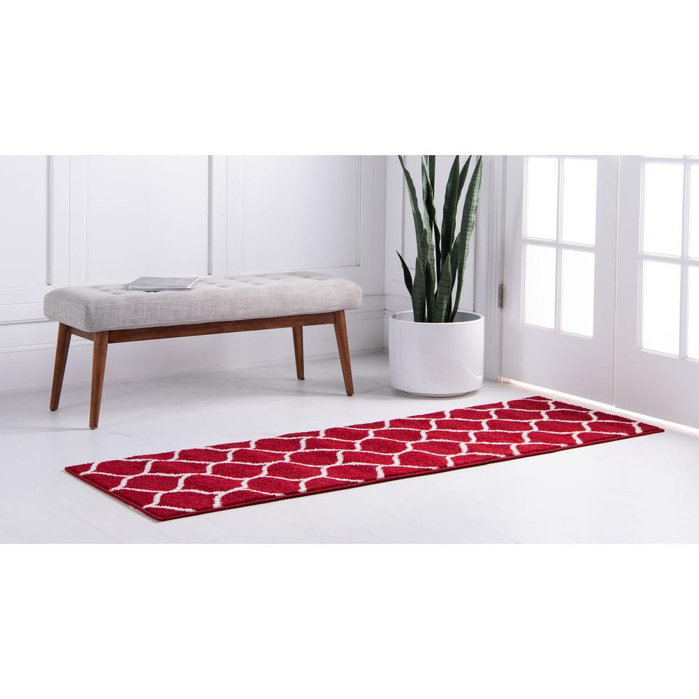 Rounded Trellis Frieze Rug, Red (2' 0 x 8' 8). Picture 3