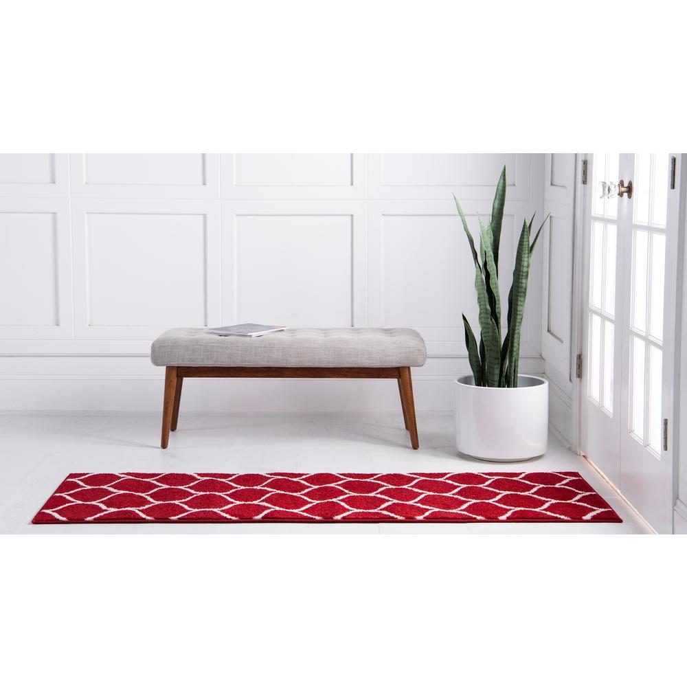 Rounded Trellis Frieze Rug, Red (2' 0 x 8' 8). Picture 4