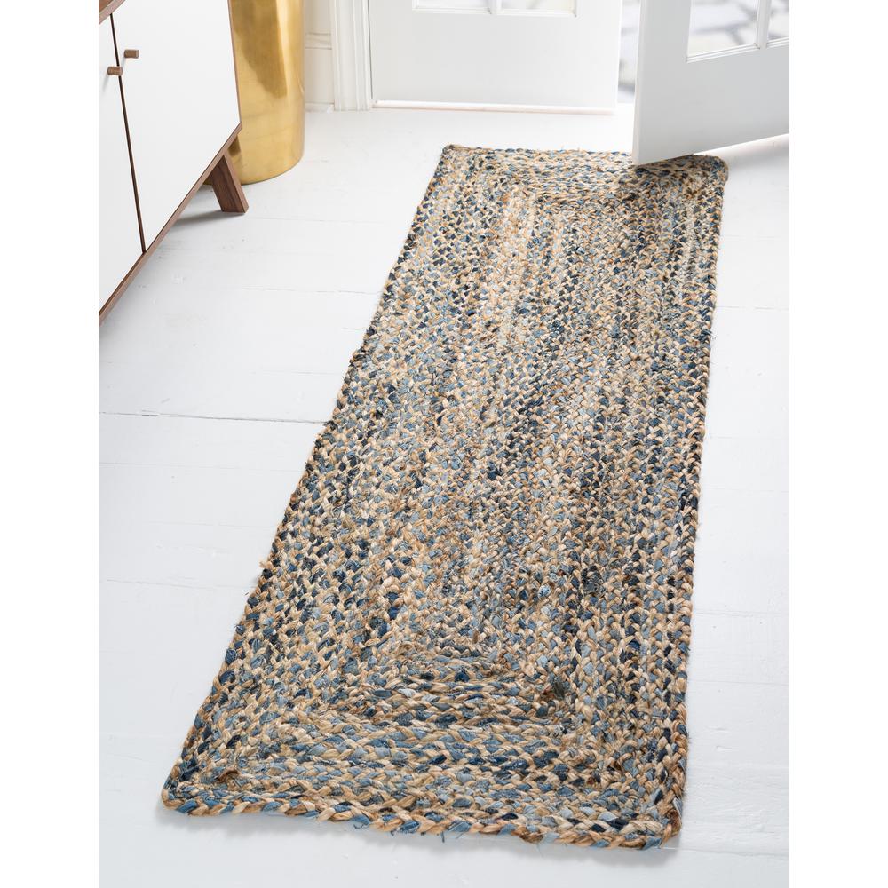 Crossed Braided Chindi Rug, Blue (2' 2 x 8' 0). Picture 2